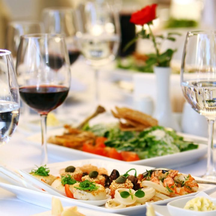 Wine glasses on the table