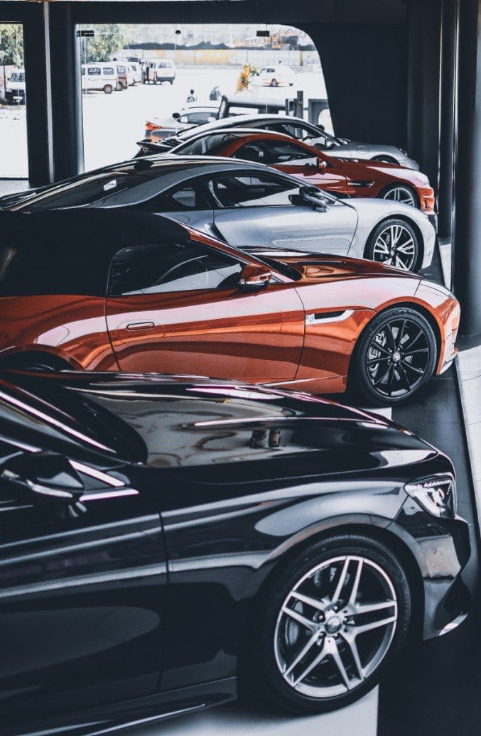 luxury cars in a row