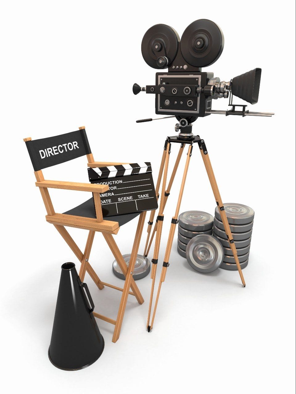 Film accessories on white background